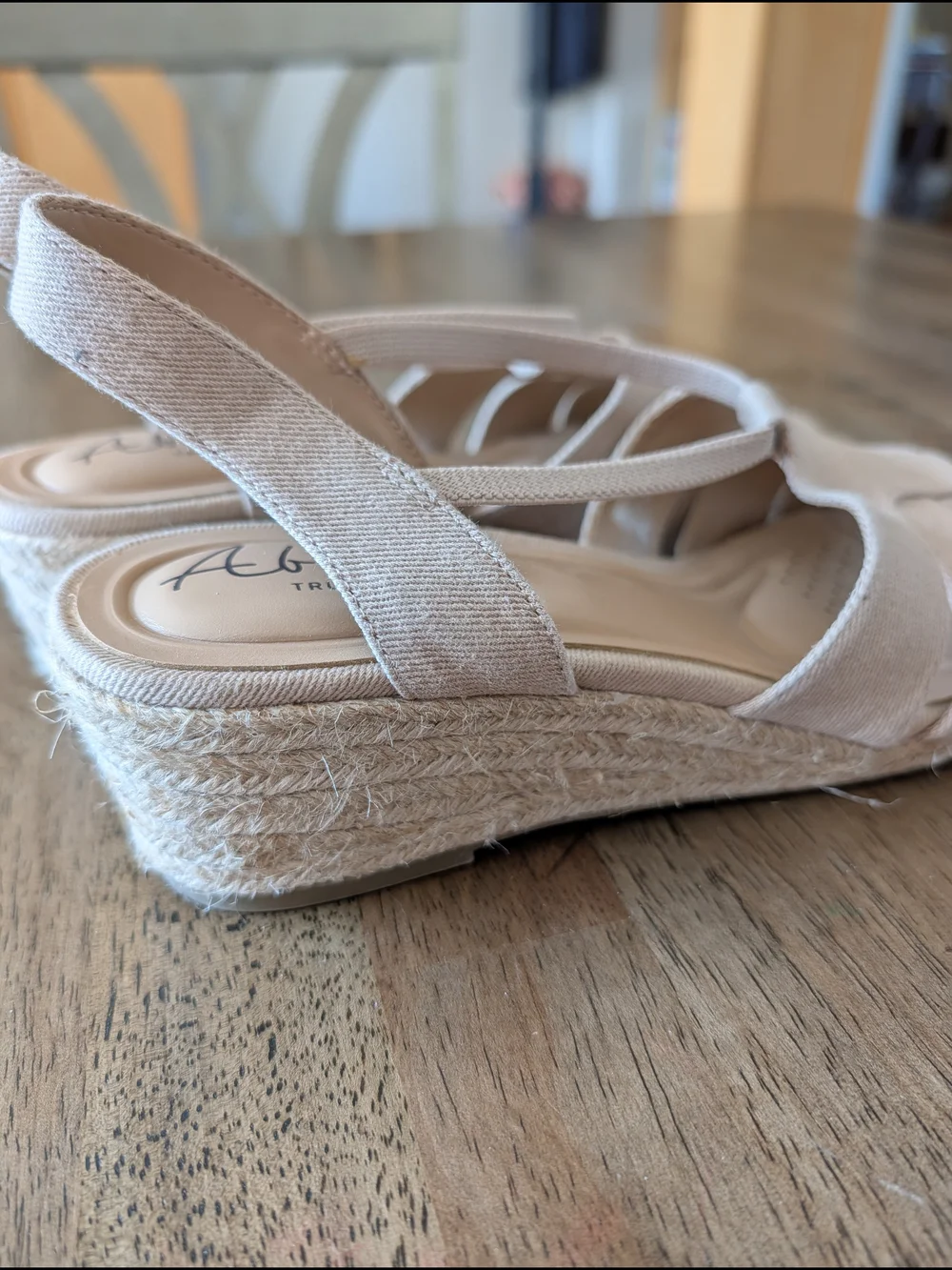 Abella Beige Canvas Slingback Espadrille Wedges